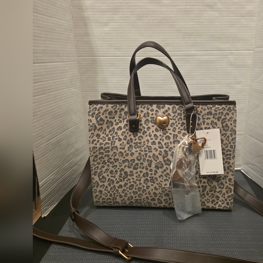 Betsey Johnson With Cowboy Boot Chain Leopard Bag.